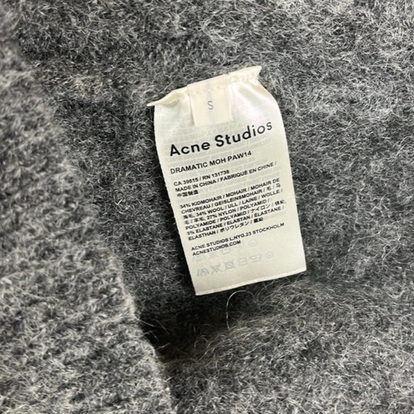 Acne Studios Dramatic Mohair Grey Melange Ribbed Sweater - Picture 8 of 8